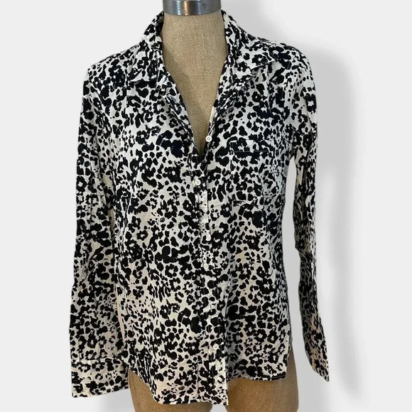 J Crew‎ Animal Print Button Up Blouse 10 - Picture 1 of 5